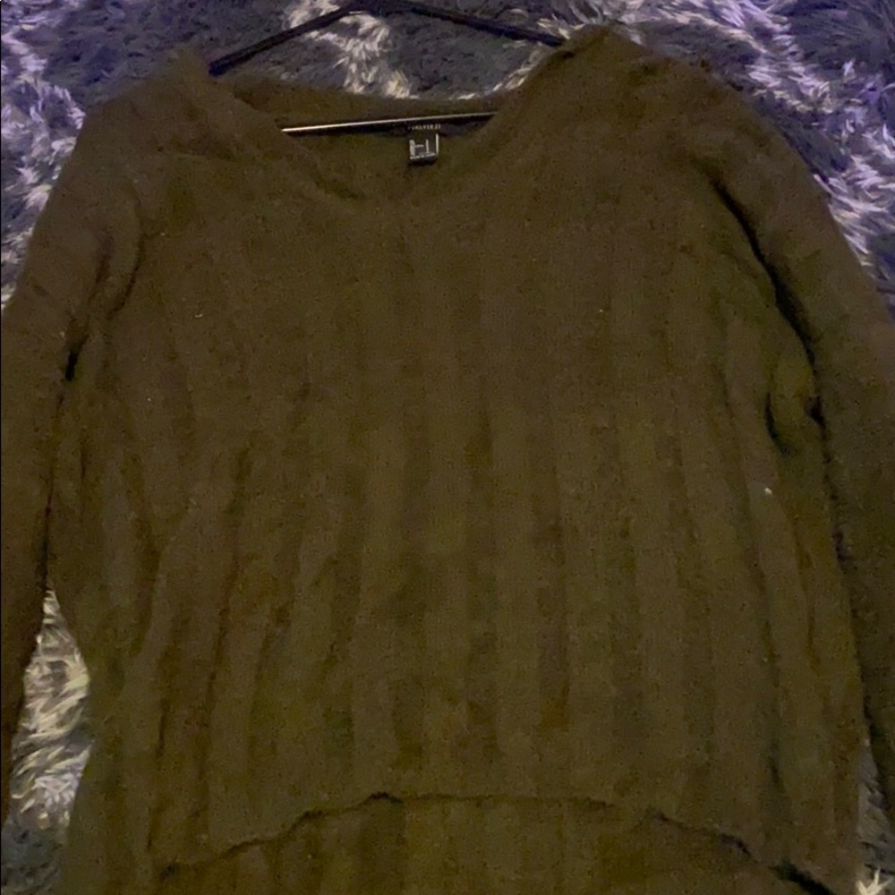green fuzzy sweater forever 21